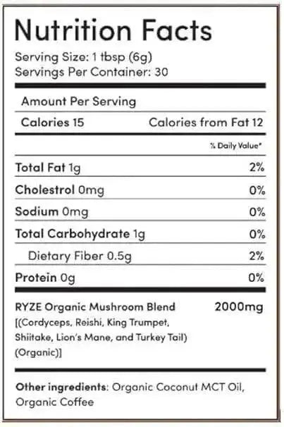 RYZE Organic Mushroom Coffee - 30 Servings